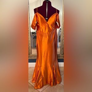 Burnt orange Sophia Thomas gown.